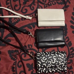 Women's Crossbody Wallet - Black, White, Patterned